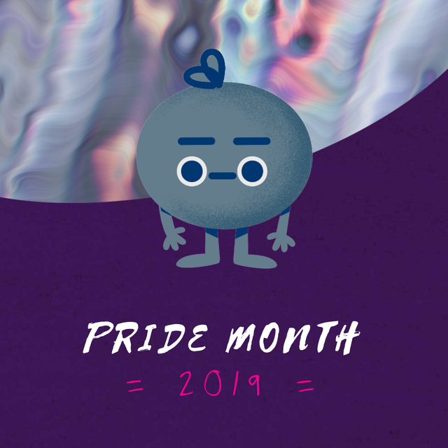 Pride Month with Heart in rainbow glasses Animated Post Design Template