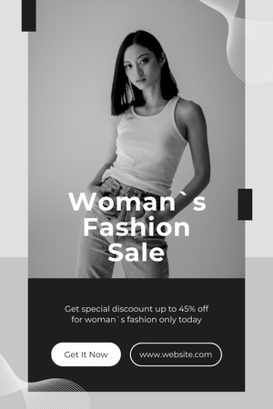 Female Fashion Wear Ad Layout with Photo Pinterest Design Template