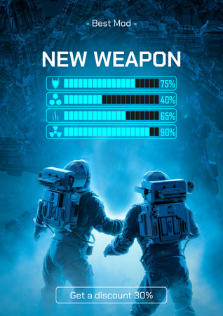 Ontwerpsjabloon van Poster van New Game Weapon Ad