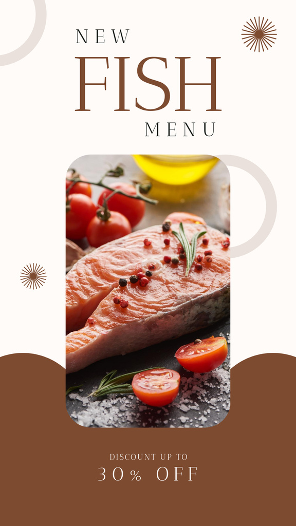 Plantilla de diseño de Seafood Offer with Salmon Piece Instagram Story 
