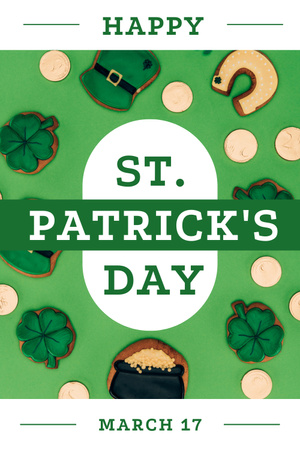 Designvorlage Tolle Feiertagswünsche zum St. Patrick's Day mit Keksen für Pinterest