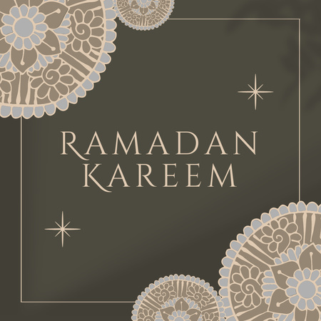 Ramadan Greetings with Decoration on Brown Instagram Design Template