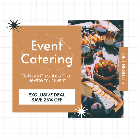 Ontwerpsjabloon van Instagram van Cateringdiensten voor evenementen met exclusieve deal