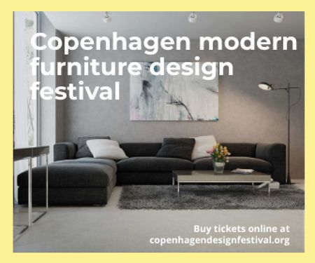 Interior Decoration Event Announcement Sofa in Grey Large Rectangle Design Template