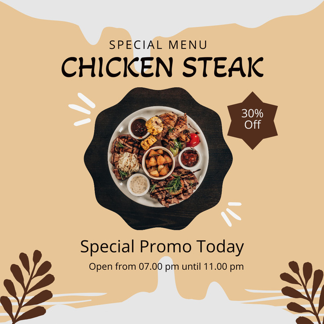 Plantilla de diseño de Exclusive Specials with Chicken Steak Instagram 