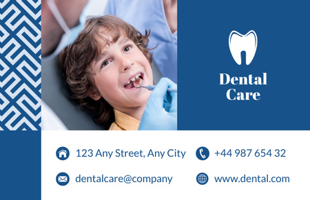 Reminder of Visit to Pediatric Dentist Business Card 85x55mm Design Template