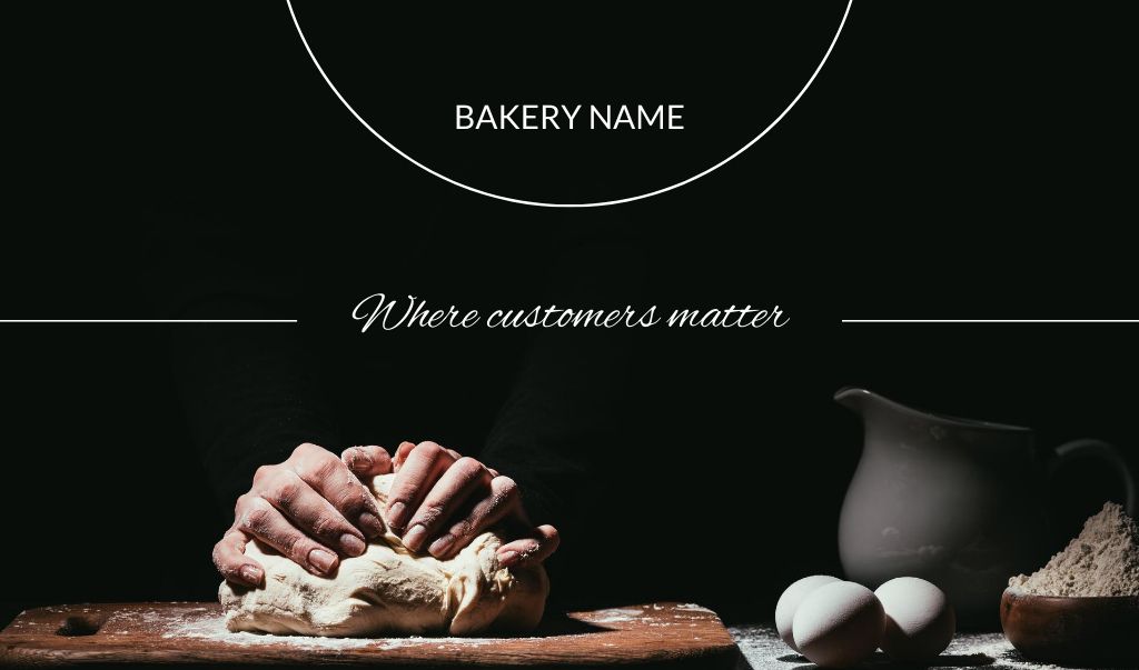 Bakery Ad with Flour and Dough Business cardデザインテンプレート