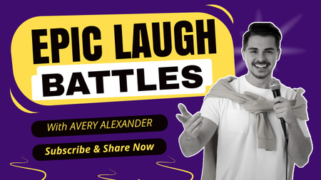 Anúncio de show stand-up com batalhas épicas de risadas Youtube Thumbnail Modelo de Design
