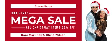 Holiday Sale on All Christmas Items Facebook cover Design Template