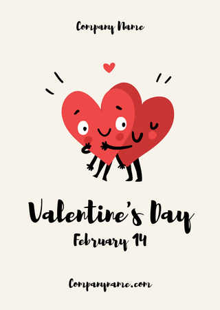Valentine's Day Announcement with Cute Couple Hearts Postcard A6 Vertical – шаблон для дизайна
