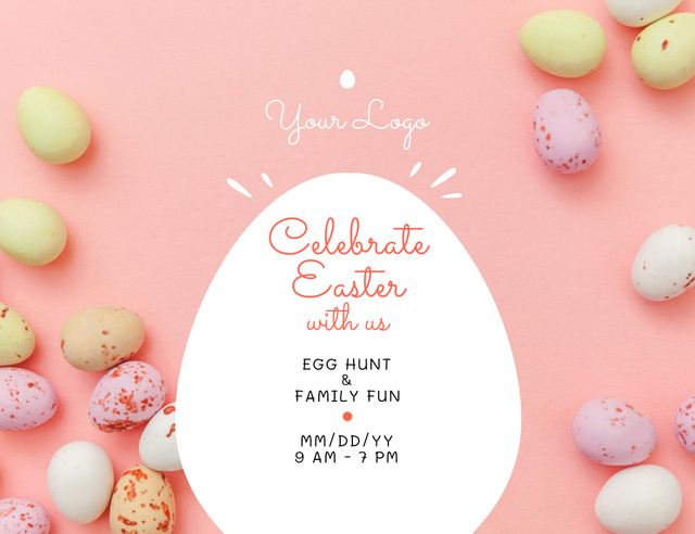 Easter Holiday Celebration Announcement With Eggs Invitation 13.9x10.7cm Horizontal – шаблон для дизайну