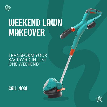 Ontwerpsjabloon van Instagram AD van Weekend gazon make-over met onze trimmer