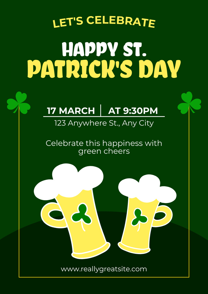 Plantilla de diseño de St. Patrick's Day Party with Light Beer Poster 