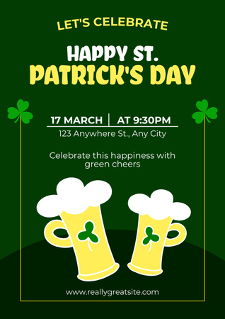 St. Patrick's Day Party with Beer Mugs Poster tervezősablon