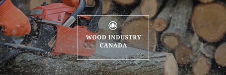 Wood Industry With Timber Cutting Twitter Design Template