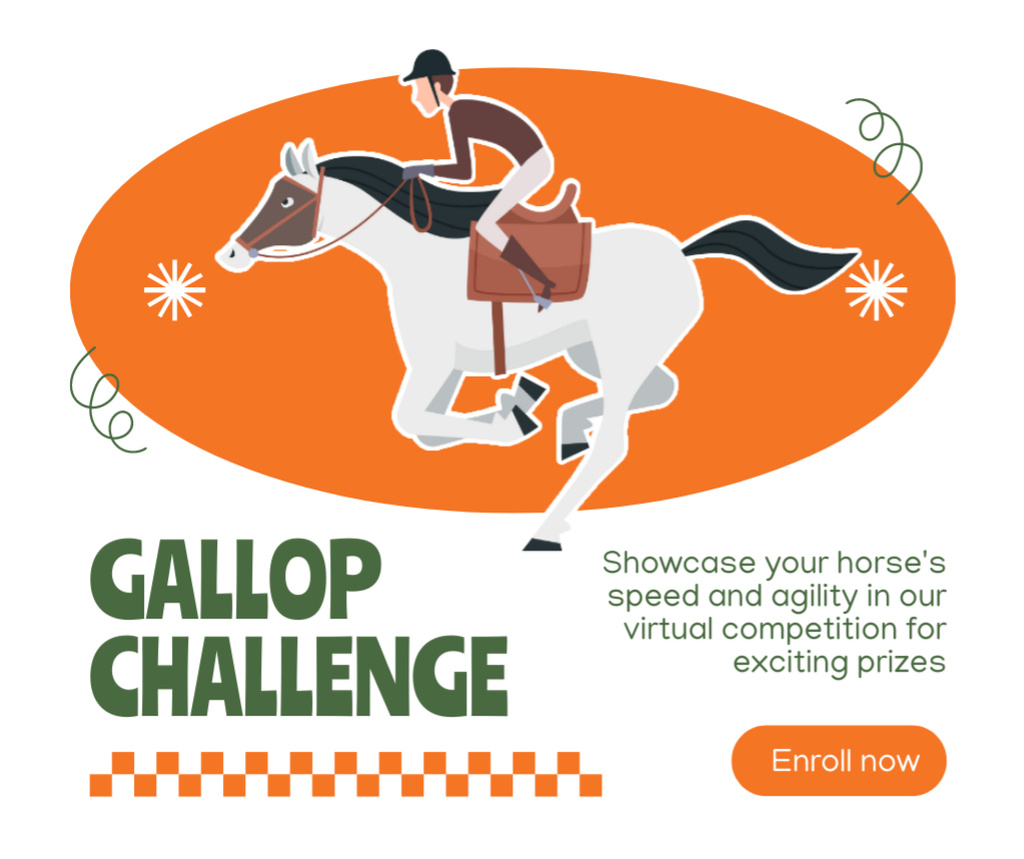 Ontwerpsjabloon van Facebook van Awesome Equestrian Showcase And Gallop Competition