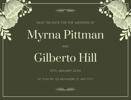 Wedding Save the Date Announcement Thank You Card 5.5x4in Horizontal Design Template