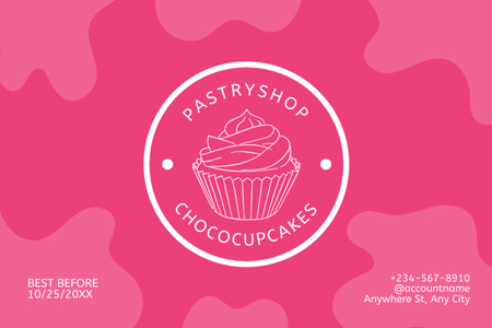 Etiqueta de varejo de cupcakes em roxo vivo Label Modelo de Design