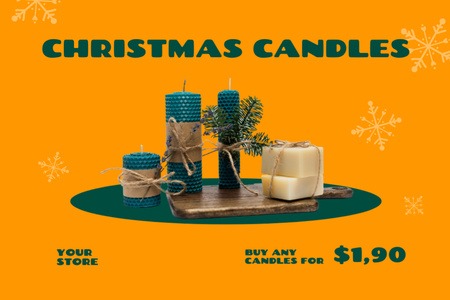 Christmas Candles Sale Offer Label Design Template