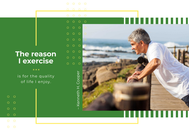 Senior Man Exercising Outdoor With Motivation Postcard 5x7in Design Template