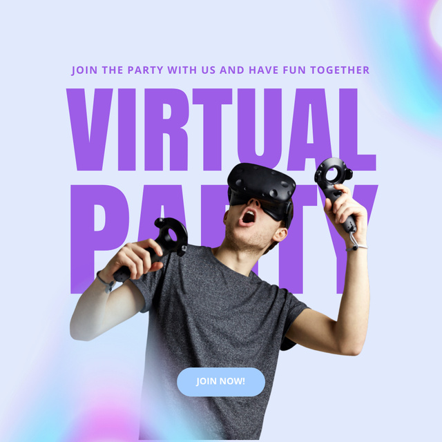 High-tech Virtual Reality Party With Booking Instagram Πρότυπο σχεδίασης