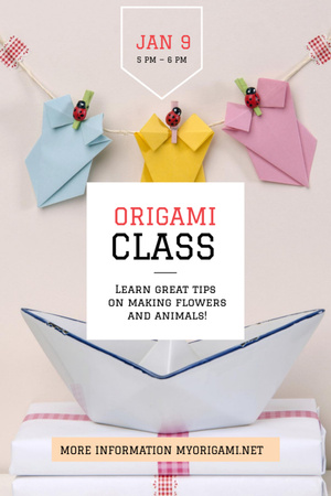 Origami Classes Invitation Paper Garland Invitation 6x9in Tasarım Şablonu