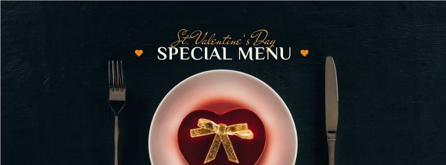 Plantilla de diseño de Valentine's Day Dinner with Heart Box Facebook cover 