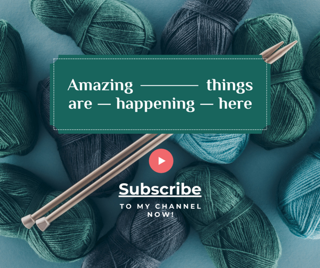 Knitting Lessons wool Yarn in Blue Facebook tervezősablon