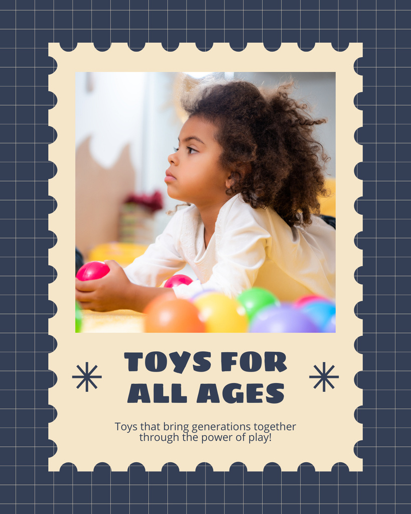 Toy Sale Announcement with African American Girl Instagram Post Vertical Πρότυπο σχεδίασης