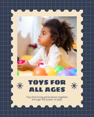 Anúncio de venda de brinquedos com garota afro-americana Instagram Post Vertical Modelo de Design