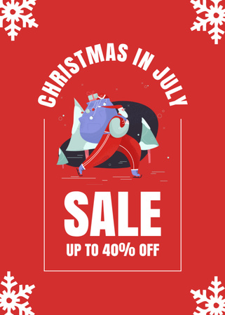 Christmas Sale in July with Santa Claus Flayer Design Template