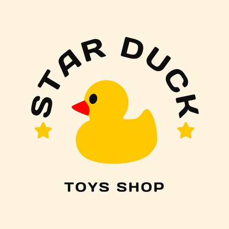 Ontwerpsjabloon van Logo 1080x1080px van Advertisement for Children's Toy Store with Yellow Duck