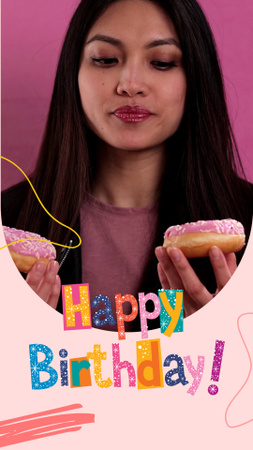 Yummi Donuts And Congrats On Birthday TikTok Video Tasarım Şablonu