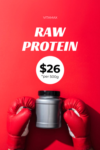 Designvorlage High Quality Raw Protein Offer with Boxing Gloves für Flyer 4x6in