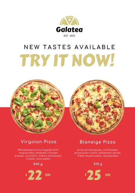 Plantilla de diseño de Italian Restaurant Promotion with Different Pizzas Poster 28x40in 