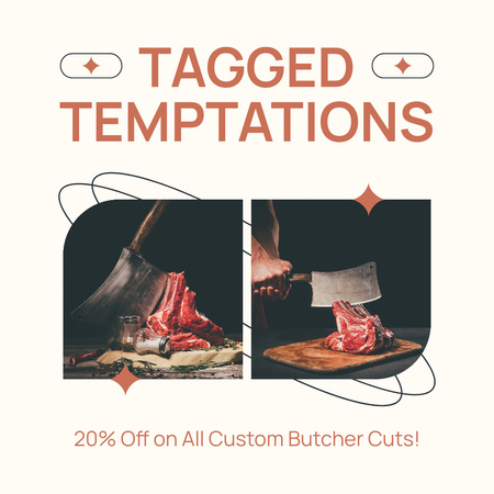 Tempting Fresh Meat Pieces Instagram AD Design Template