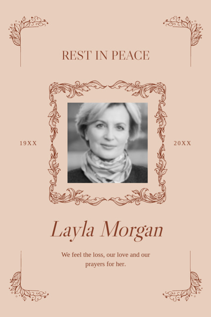 Layout of Deepest Condolences on Beige Postcard 4x6in Vertical Design Template