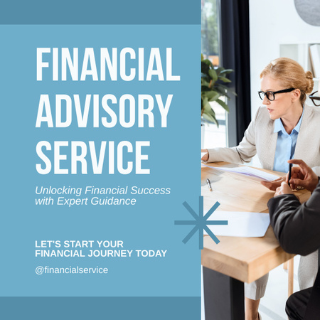 Platilla de diseño Services of Financial Advisory with Businesswoman LinkedIn post