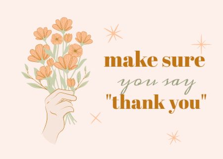 Thankful Phrase with Flowers Bouquet Card Design Template