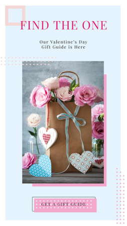 Paper Gift bag with Roses and Colorful Hearts Instagram Story Design Template
