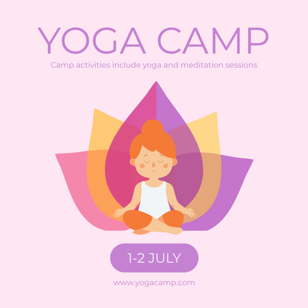 Plantilla de diseño de Campamento de yoga con sesión de meditación en julio Instagram 
