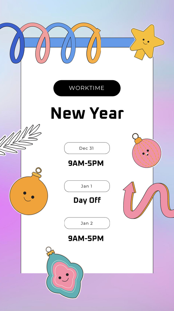 Designvorlage New Year Worktime Schedule für Instagram Story