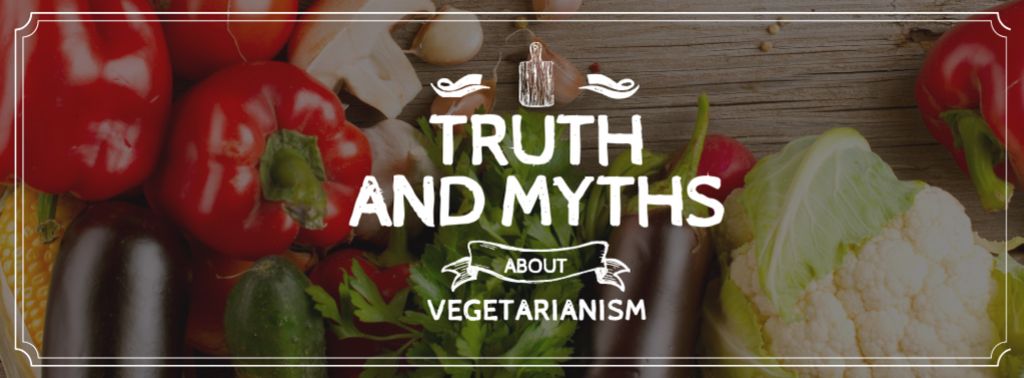 Vegetarian Food Vegetables on Wooden Table Facebook cover – шаблон для дизайна