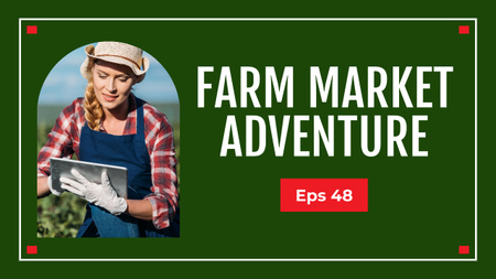 Farm Market Adventure on Green Youtube Thumbnail Design Template