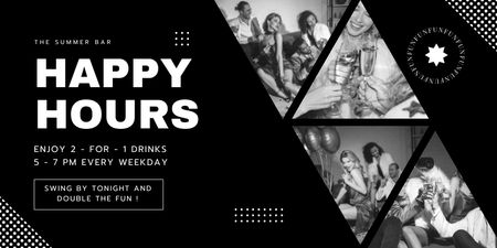 Happy Hours Weekend Offer On Drinks Twitter Design Template
