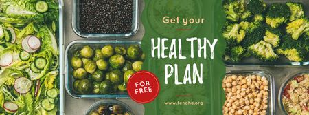 Plantilla de diseño de Concepto de comida saludable con verduras y legumbres Facebook cover 