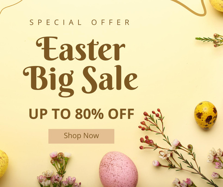 Easter Big Sale Announcement Facebook Design Template