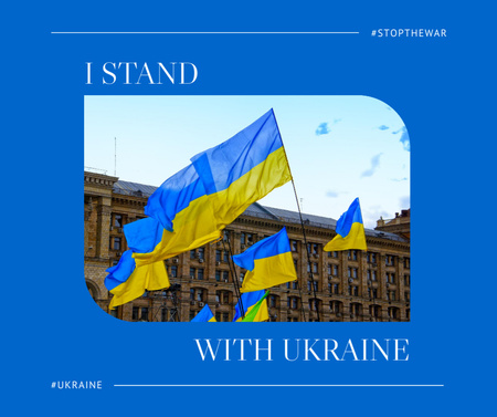 Plantilla de diseño de Uso de banderas estatales para enviar apoyo sincero a Ucrania Facebook 