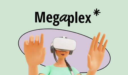Ontwerpsjabloon van Business card van 3d Character in Virtual Reality Glasses