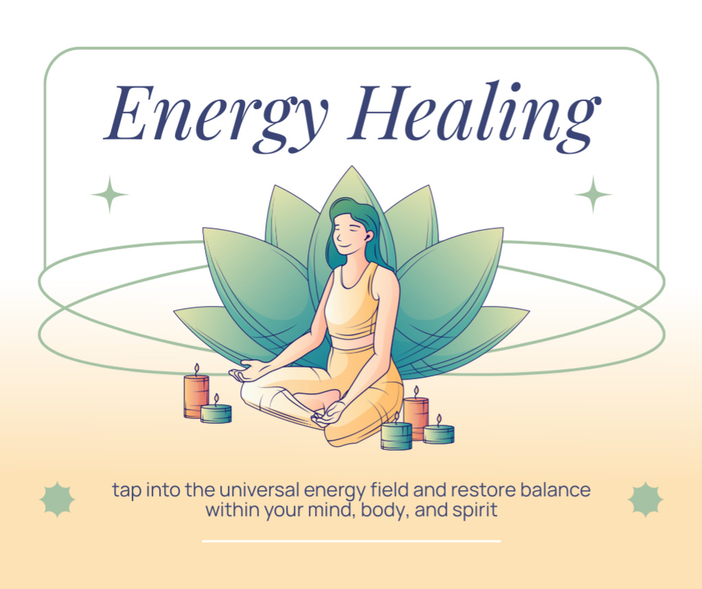 Designvorlage Restoring Balance With Energy Healing Session für Facebook